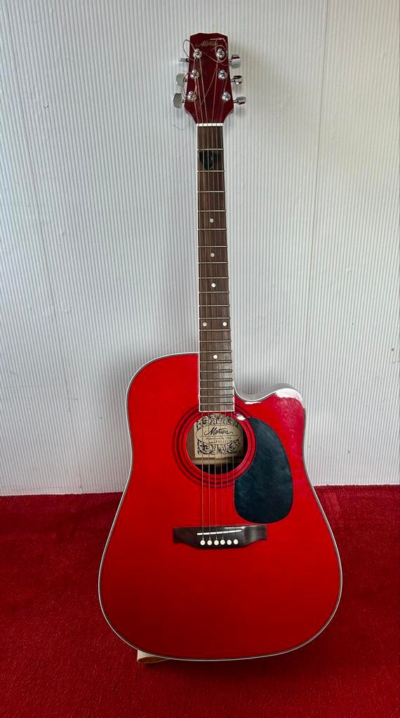 Rode akoestische gitaar met element, Ophalen of Verzenden, Gebruikt, Western- of Steelstringgitaar, Met (piezo-)element
