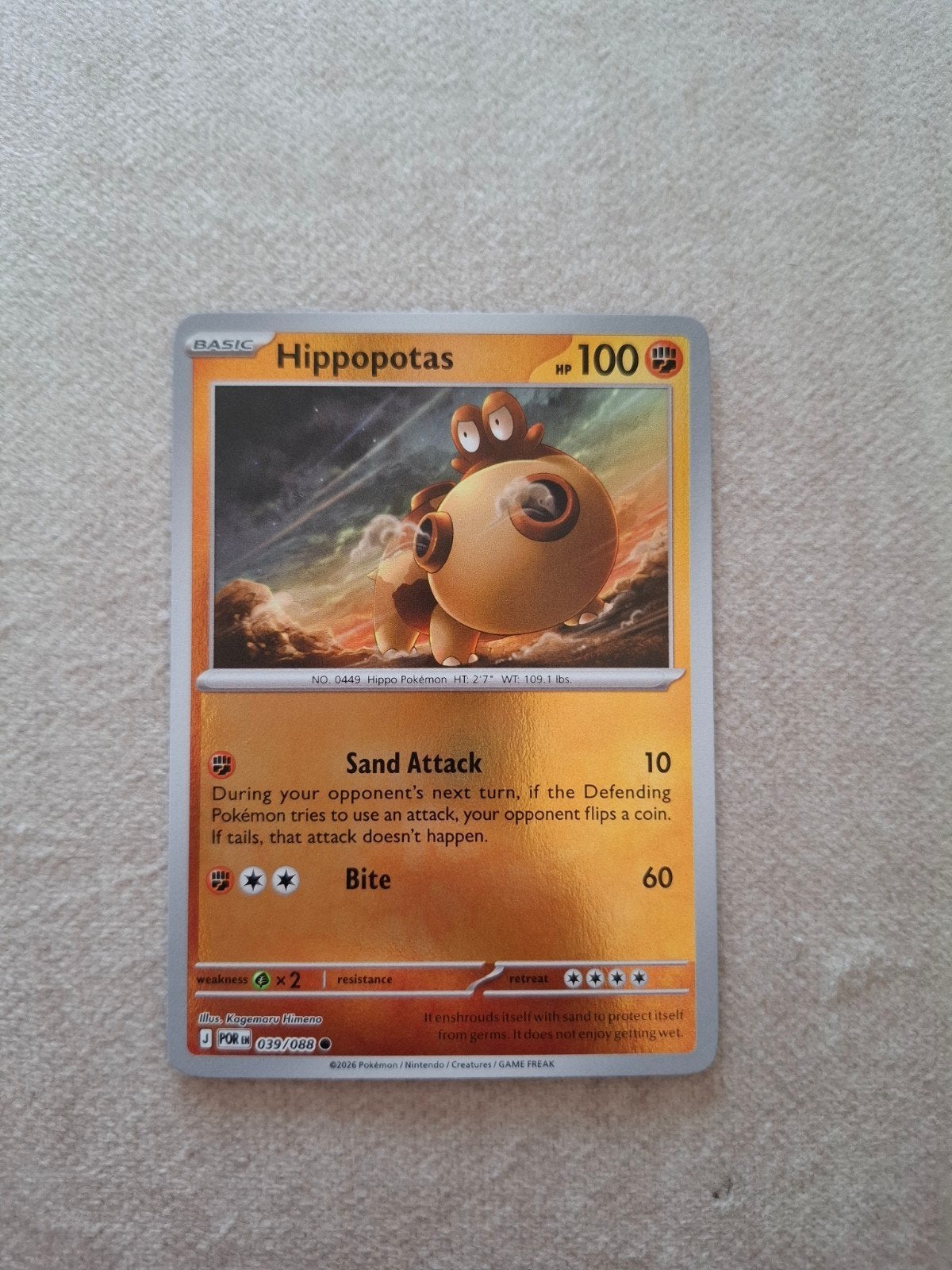 Hippopotas 039/088 | Perfect Order, Hobby en Vrije tijd, Verzamelkaartspellen | Pokémon, Ophalen of Verzenden, Zo goed als nieuw