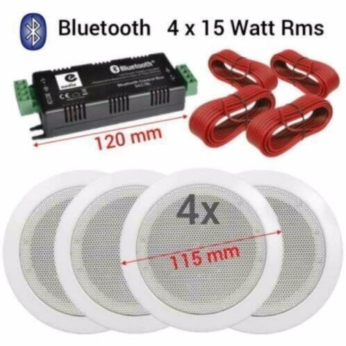Bluetooth plafond inbouw luidspreker set wit 4x 11.5Cm 50Wat
