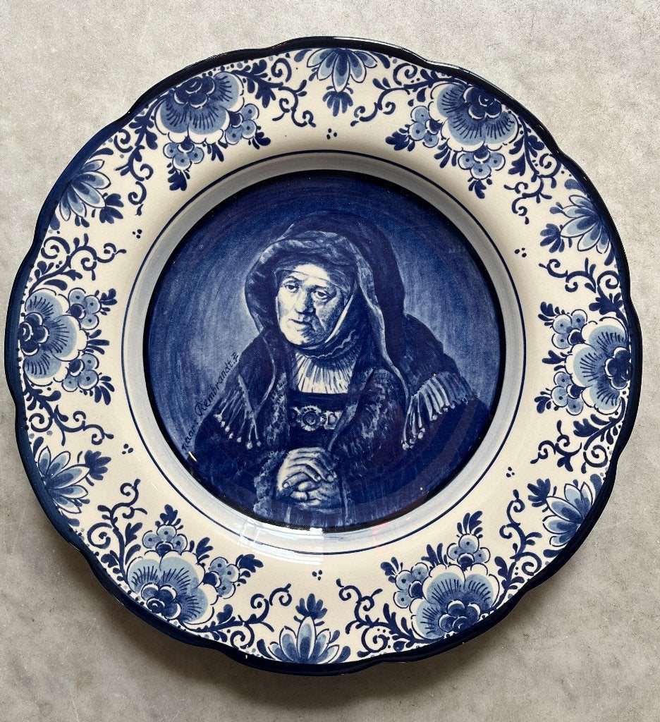 Delftsblauw bord : naar Rembrandt, Ophalen of Verzenden