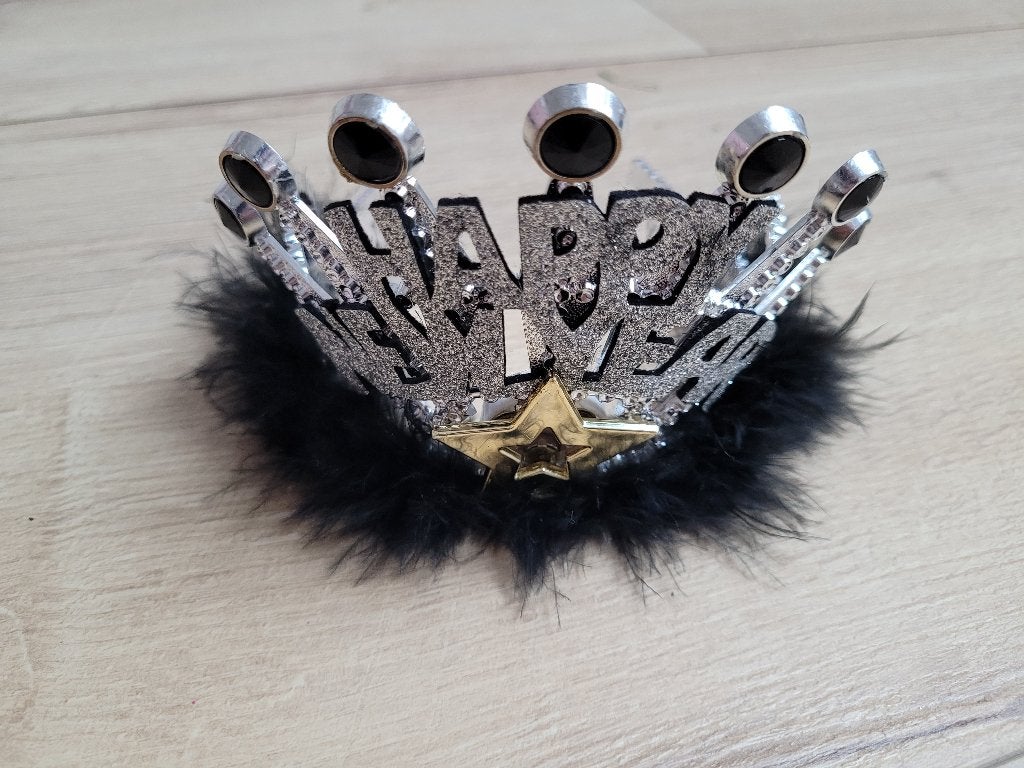 Happy Newyear diadeem ~ TH9901, Hobby en Vrije tijd, Feestartikelen, Ophalen of Verzenden, Gebruikt, Feestartikel