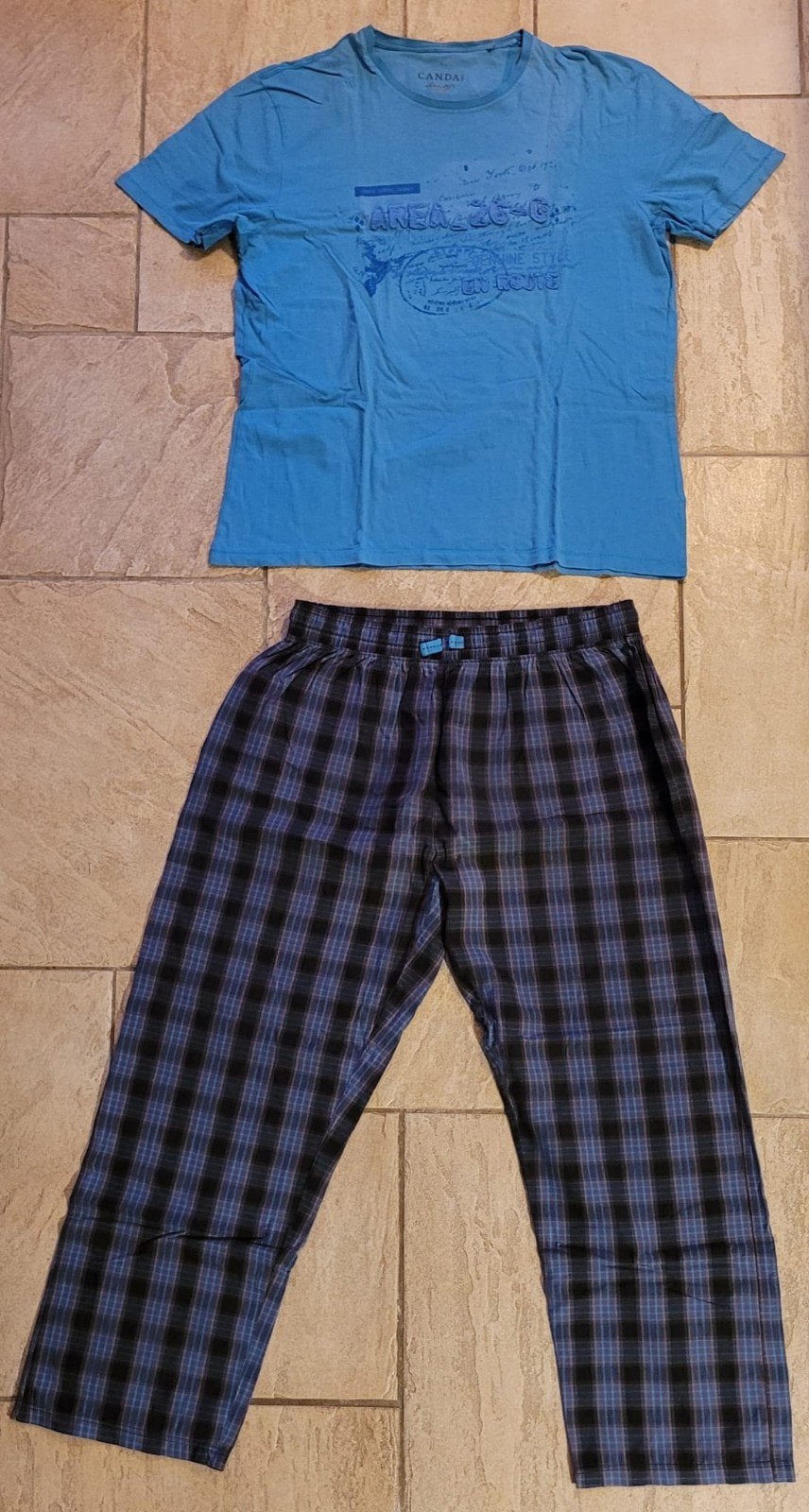 Pyjama lange broek, shirt k.mouw, mt. L, Ophalen of Verzenden