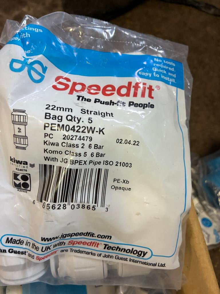 Speedfit koppelingen - Diverse afmetingen en types, Overige materialen, Overige typen, Nieuw, Minder dan 2 meter
