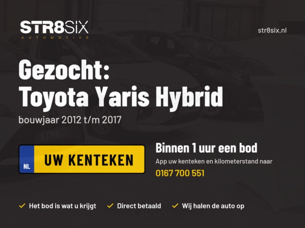 Gezocht: Toyota Yaris Hybrid 2012–2017 | Bod binnen 1 uur, Auto's, 1497 cc, 4 cilinders, Blauw, 49 €/maand