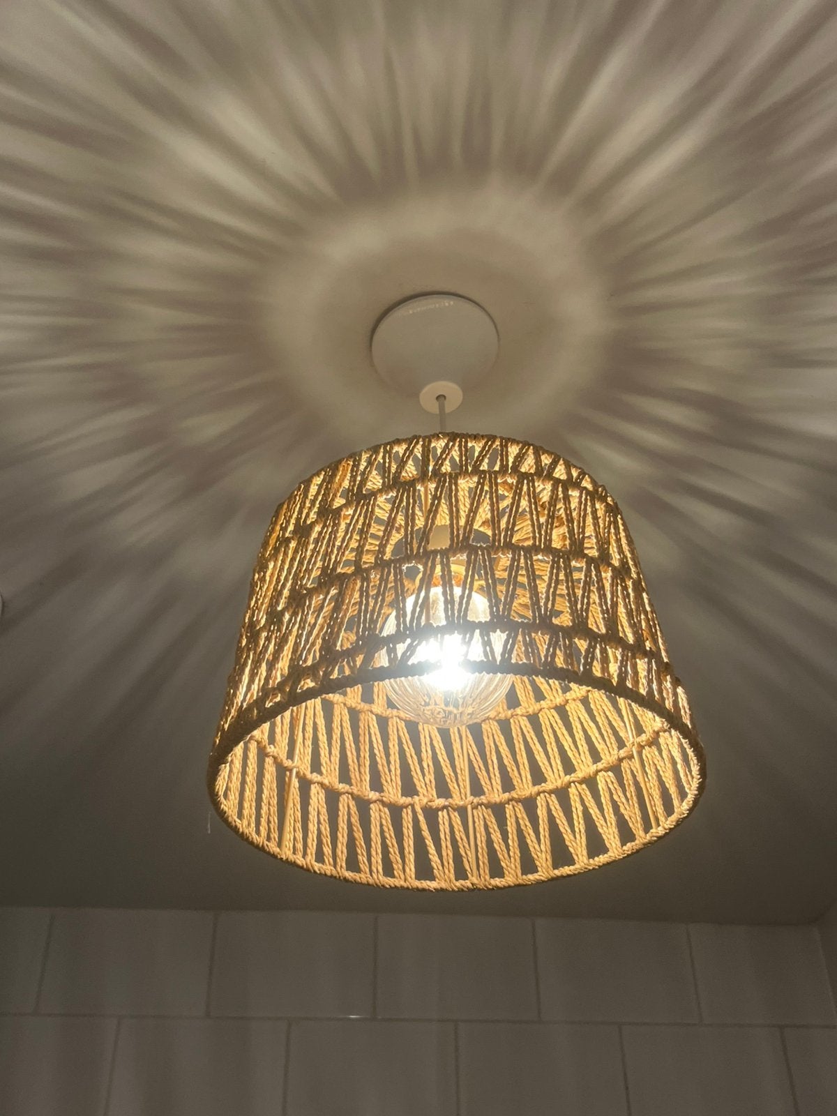 Wicker natural material boho lampshade, Ophalen of Verzenden, Zo goed als nieuw