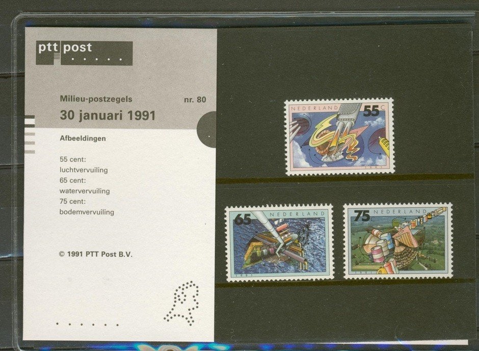 PTT Post Postzegelmapje M80 1991 Milieu postzegels p-80 jdu, Verzenden, Na 1940, Postfris