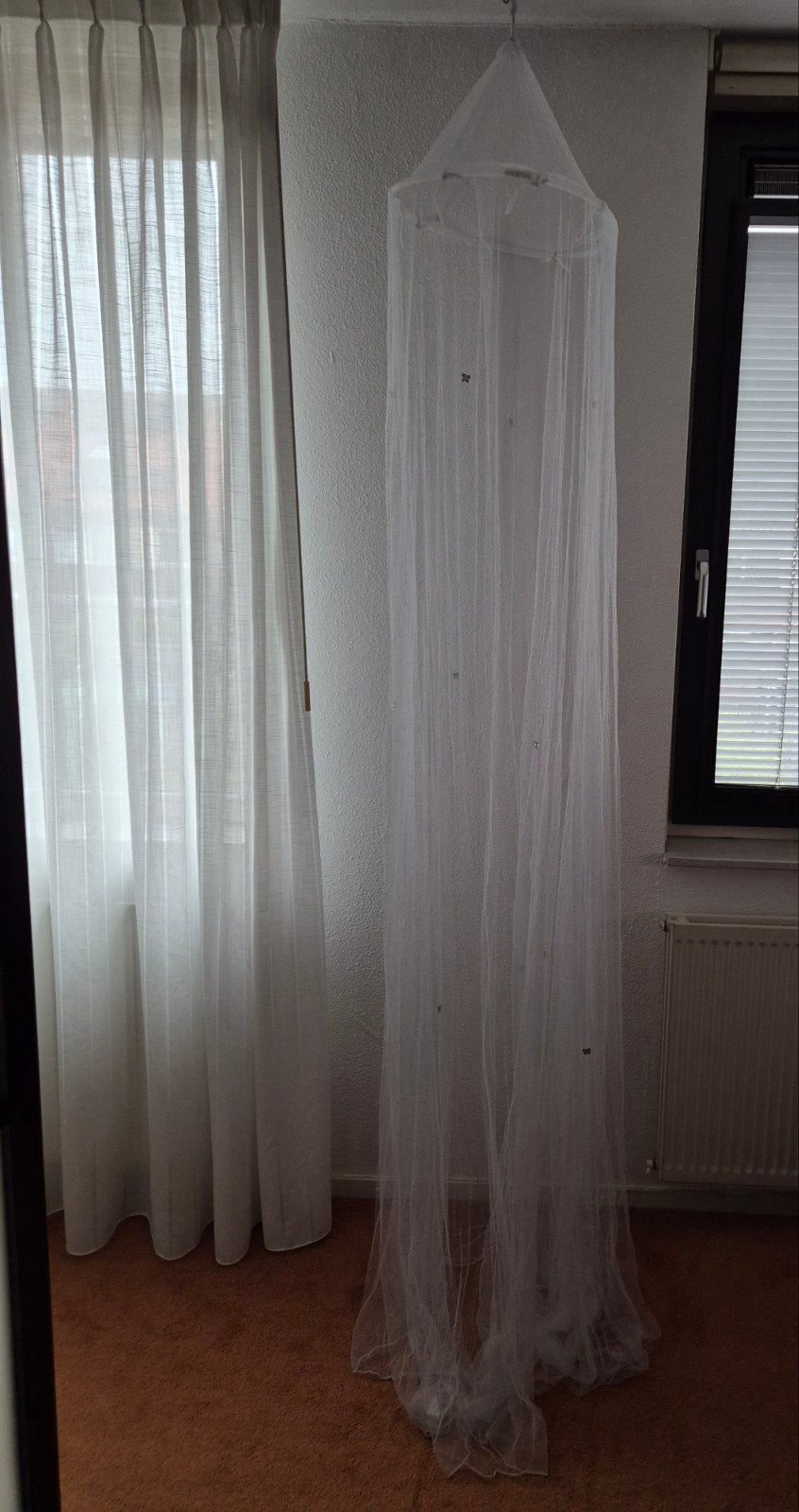 Witte klamboe met vlinders voor kinderbed, Gebruikt, Ophalen of Verzenden, Wit, Ophangbaar