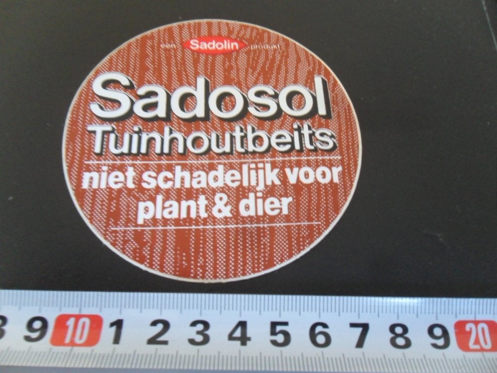 sticker SADOLIN SADOSOL Tuinhoutbeits *n, Ophalen of Verzenden, Zo goed als nieuw