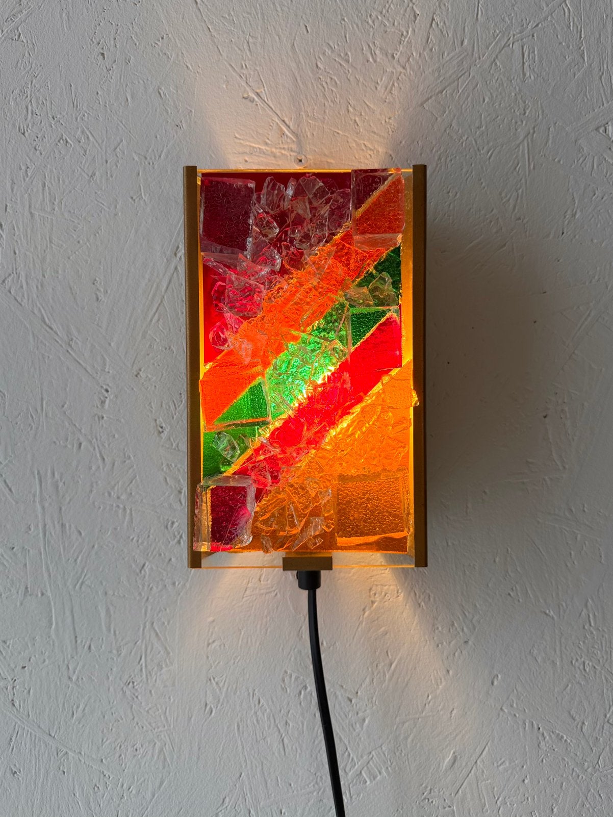 Cosack Leuchten kleurrijke wandlamp jaren 60, Glas, Meerkleurig, Handgemaakt, Ophalen of Verzenden