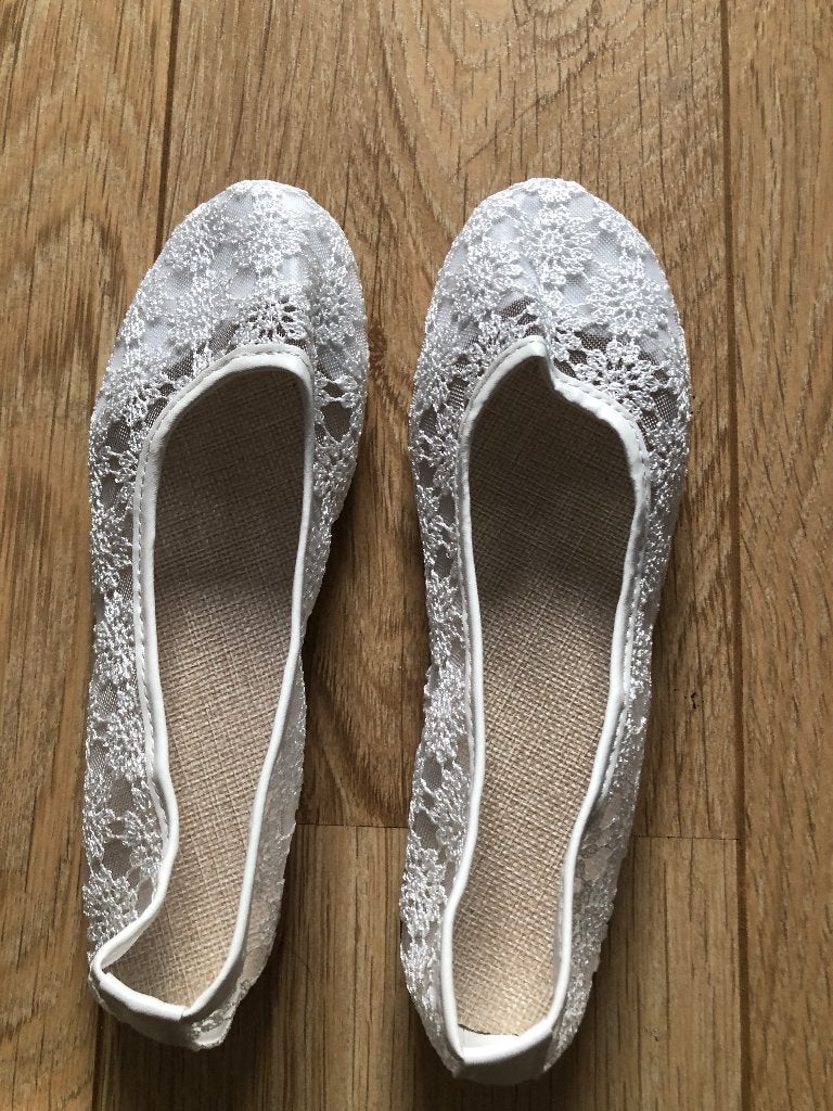 Nieuwe witte kanten ballerina's, Wit, Nieuw, Onbekend, Ballerina's