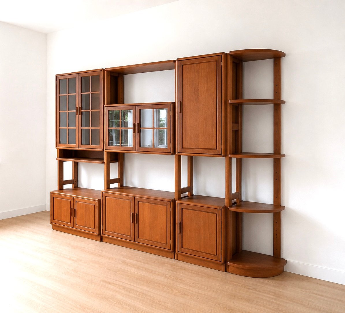 Groot Deens vintage wandmeubel van Dyrlund. Modulair. Teak, Ophalen, Met deur(en), 200 cm of meer, Teakhout