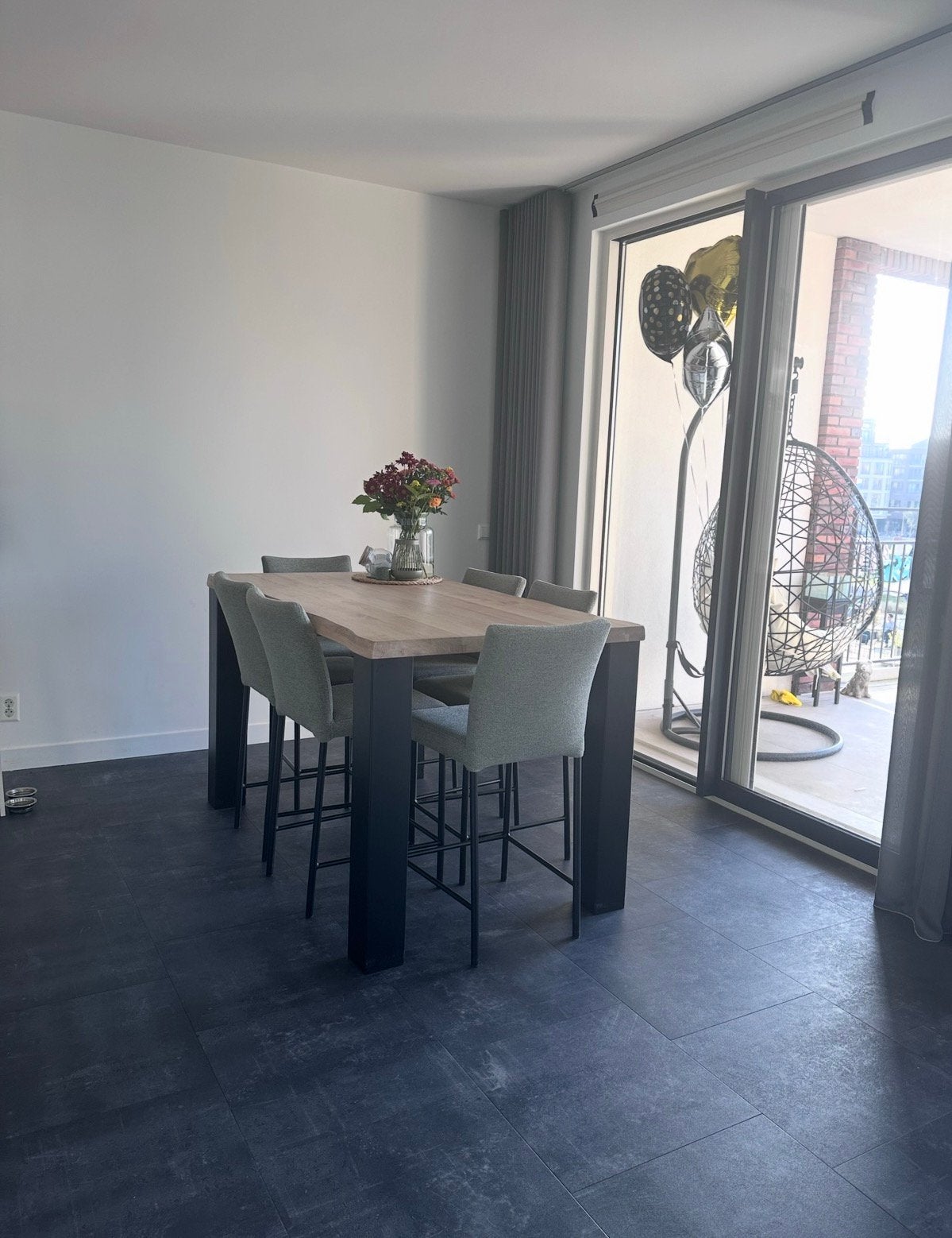 Industrial Oak Bar Table + Stools | 160  90 | Pronto Tavolo, Ophalen, Eikenhout, 50 tot 100 cm, Zo goed als nieuw