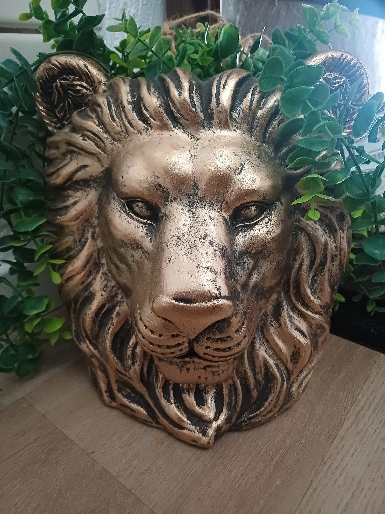 Leeuwenkop bloempot, Ophalen, Rond, Binnen, Zo goed als nieuw