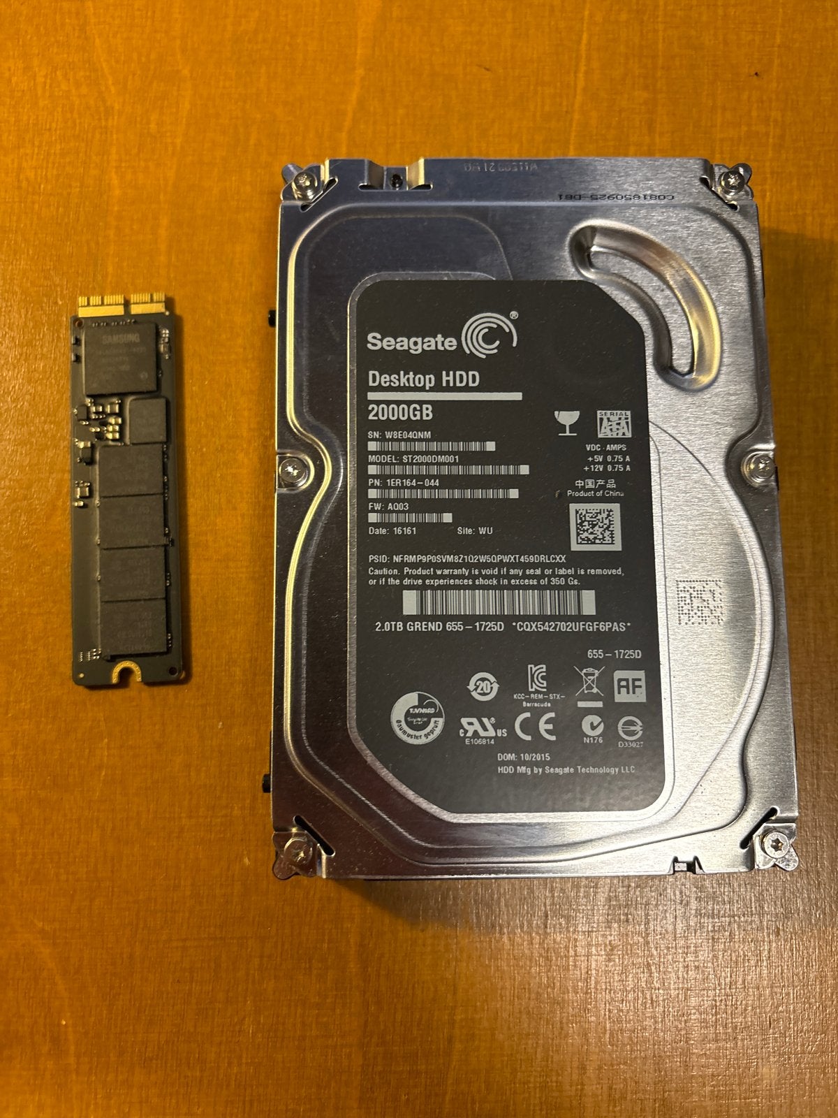 Fusion Drive (128GB SSD + 2TB HDD) uit iMac 2015 A1419, Computers en Software, Intern, Gebruikt, Ophalen of Verzenden, Desktop