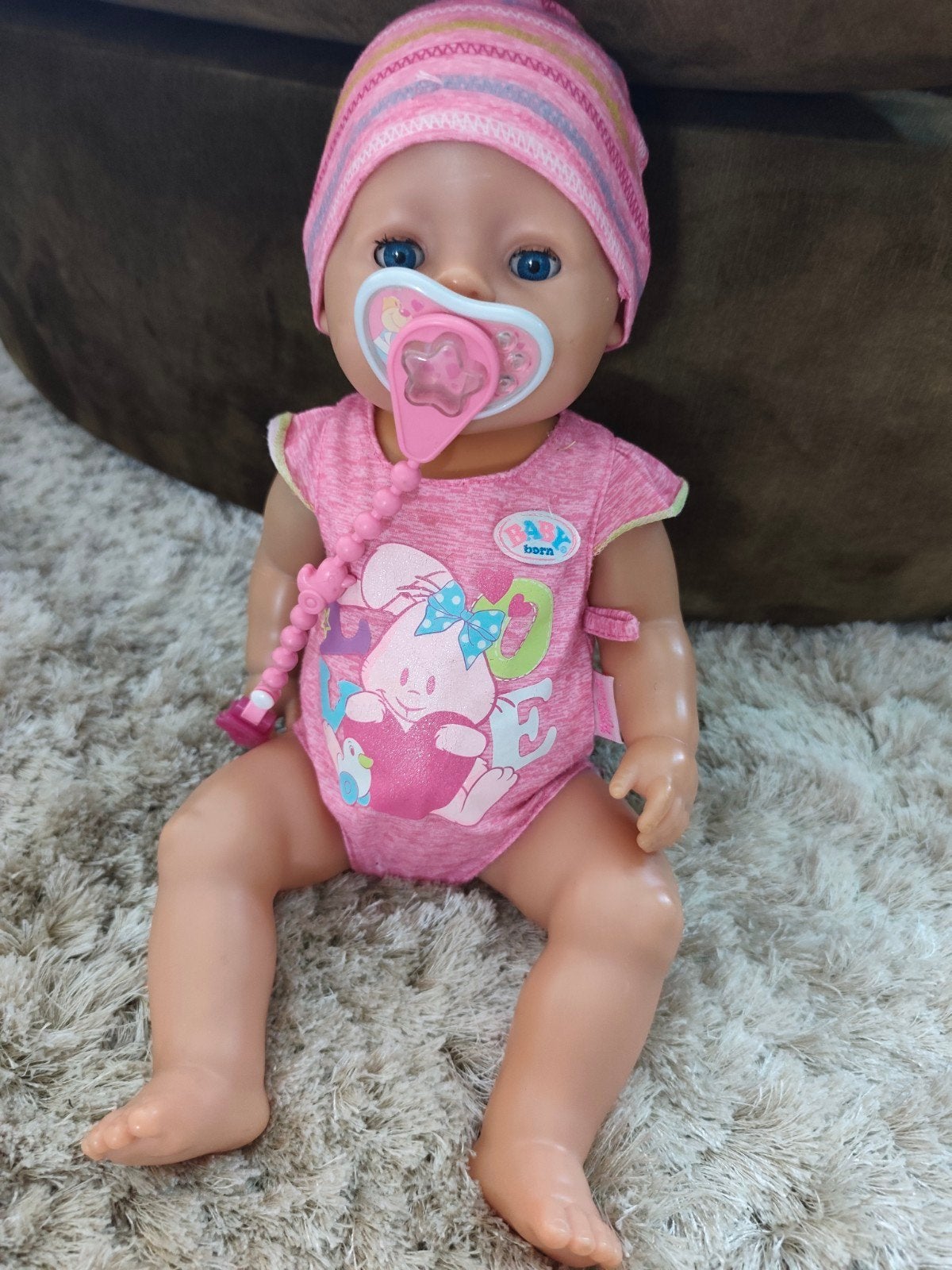 Baby Born pop met diverse kleding, accessoires, fietsstoelt, Ophalen of Verzenden, Gebruikt, Babypop
