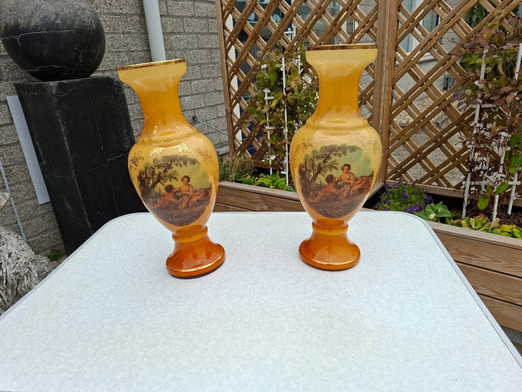 schitterende oude set vintage grote vazen glas, Ophalen