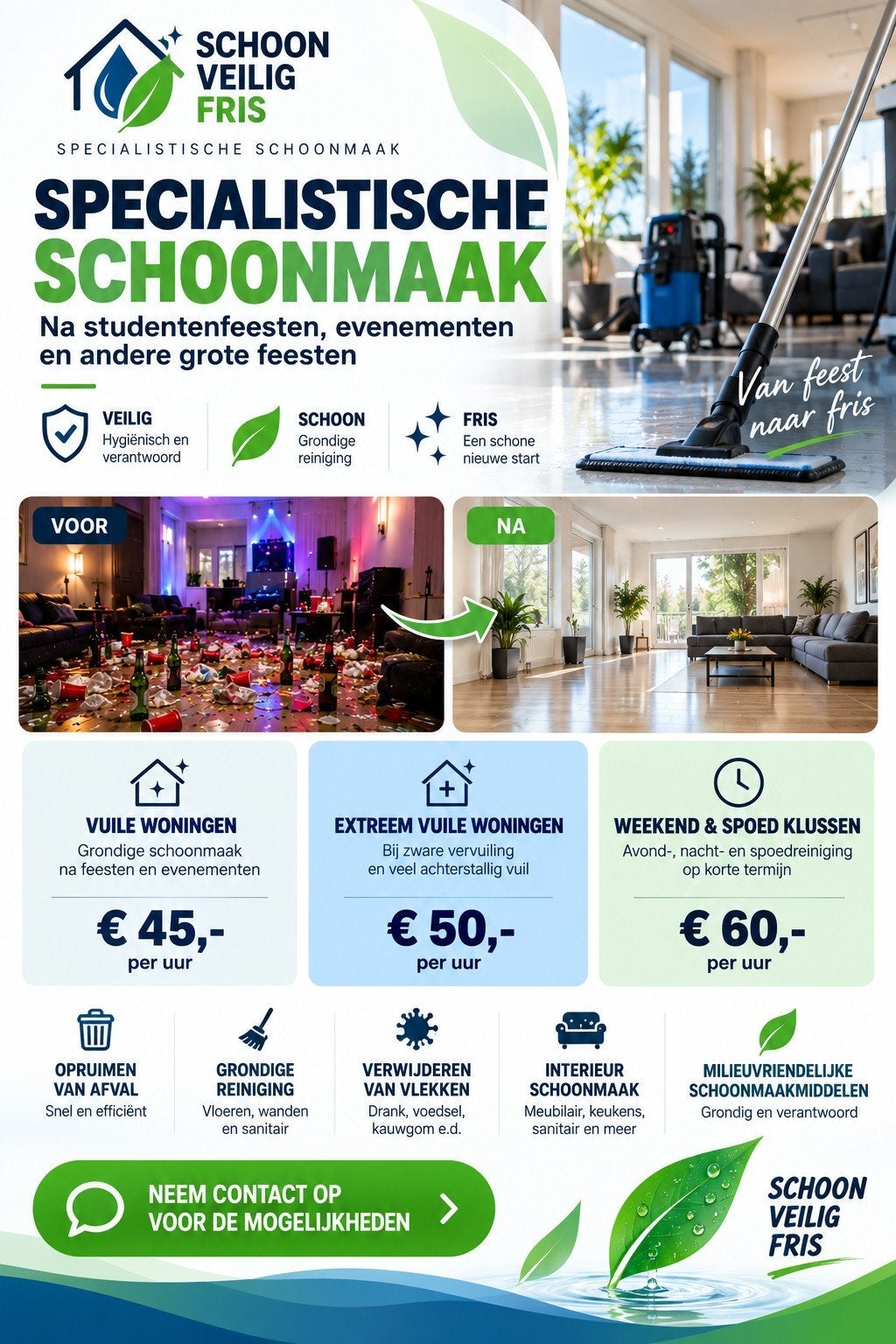 Schoonmaak na Feest of Evenement, Huis en Inrichting, Verzenden