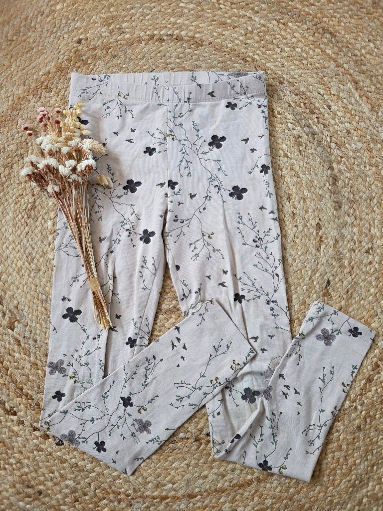 Mooie beige gebloemde Pomp de Lux legging maat 134/140, Broek, Gebruikt, Meisje, Ophalen of Verzenden