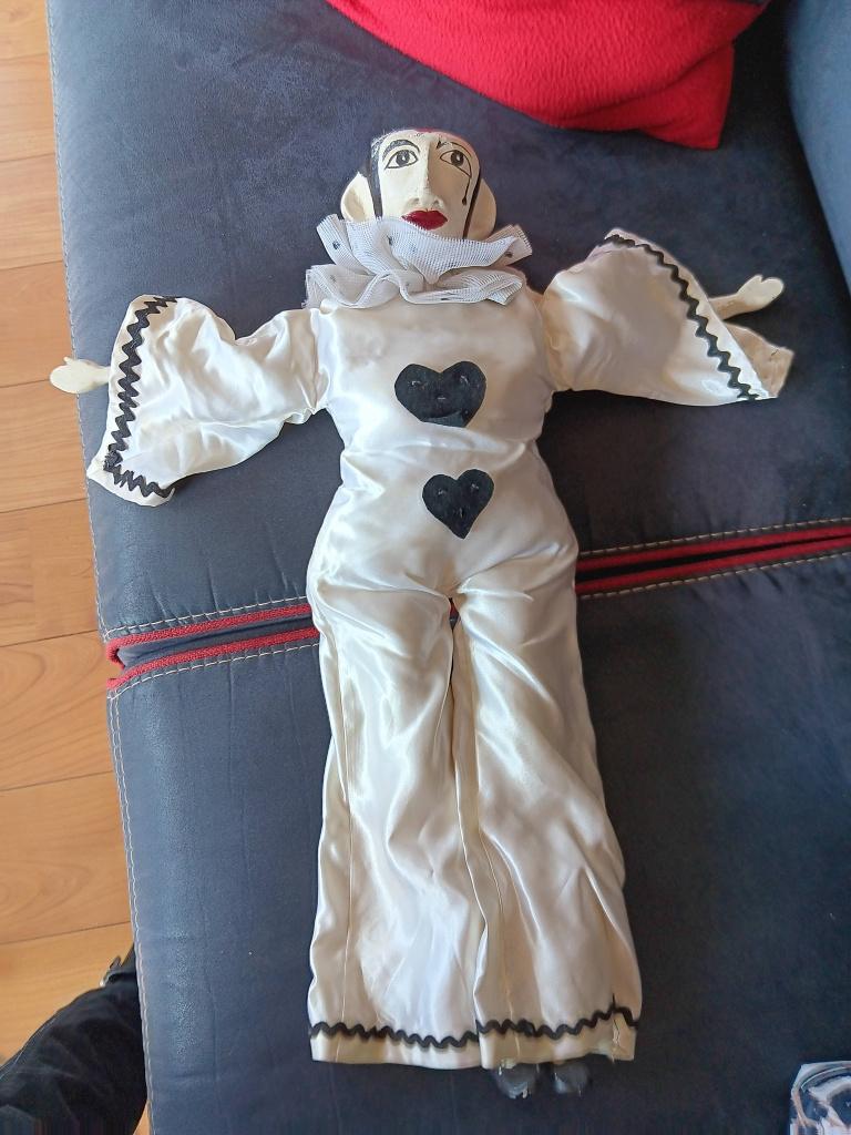 Pierrot pop / clown, deels porselein, Antiek en Kunst, Ophalen of Verzenden