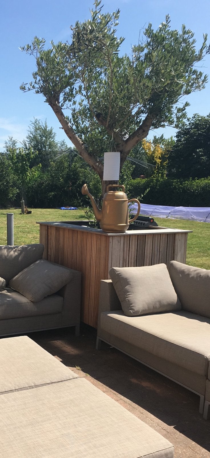 Houten plantenbak op wielen - rechthoekig groot binnenbak, Tuin en Terras, Bloembakken en Plantenbakken, Ophalen, Gebruikt, 60 tot 100 cm