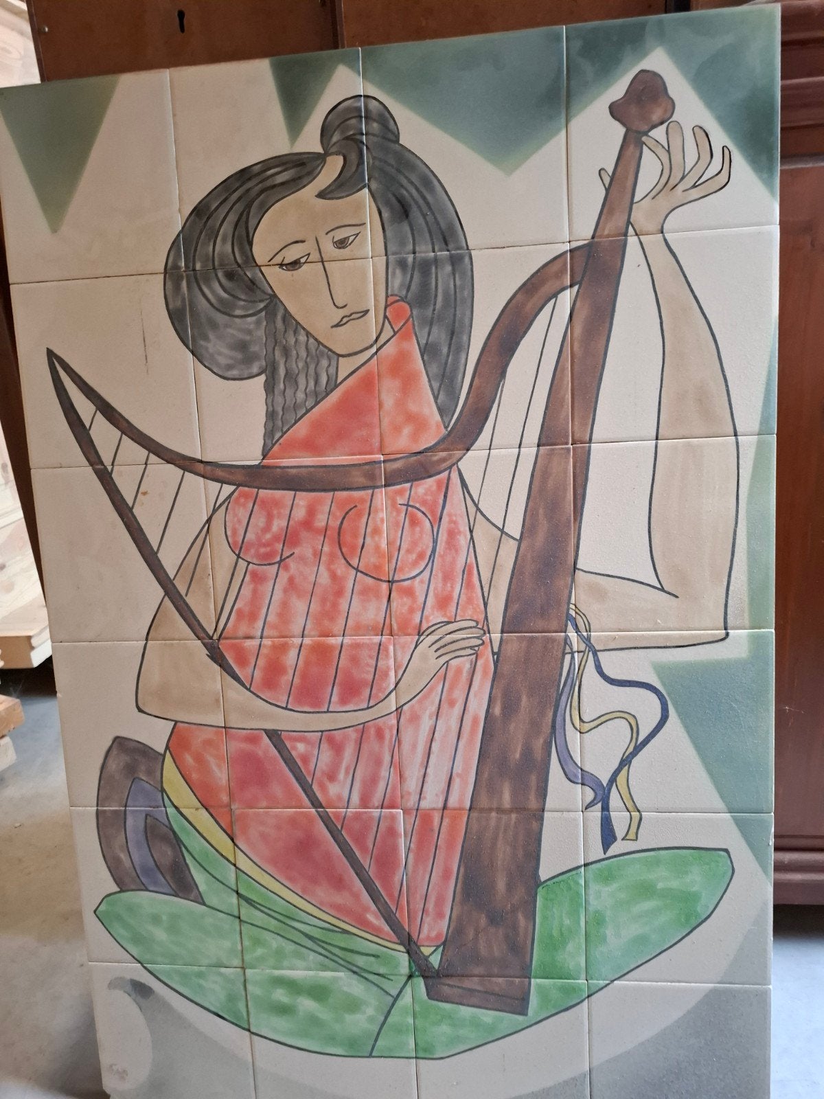 2x handegeschilderd tegel tableaus, Ophalen, Minder dan 50 cm, Schilderij