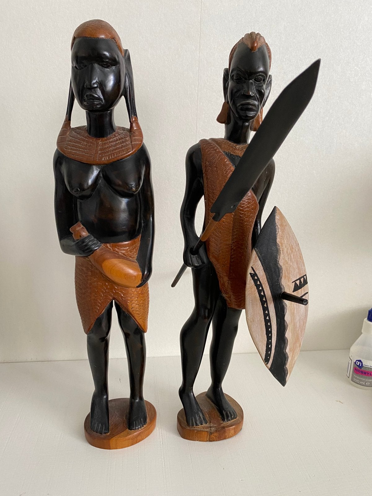 Afrikaanse Houten Beelden Man en Vrouw, Antiek en Kunst, Kunst | Beelden en Houtsnijwerken, Ophalen