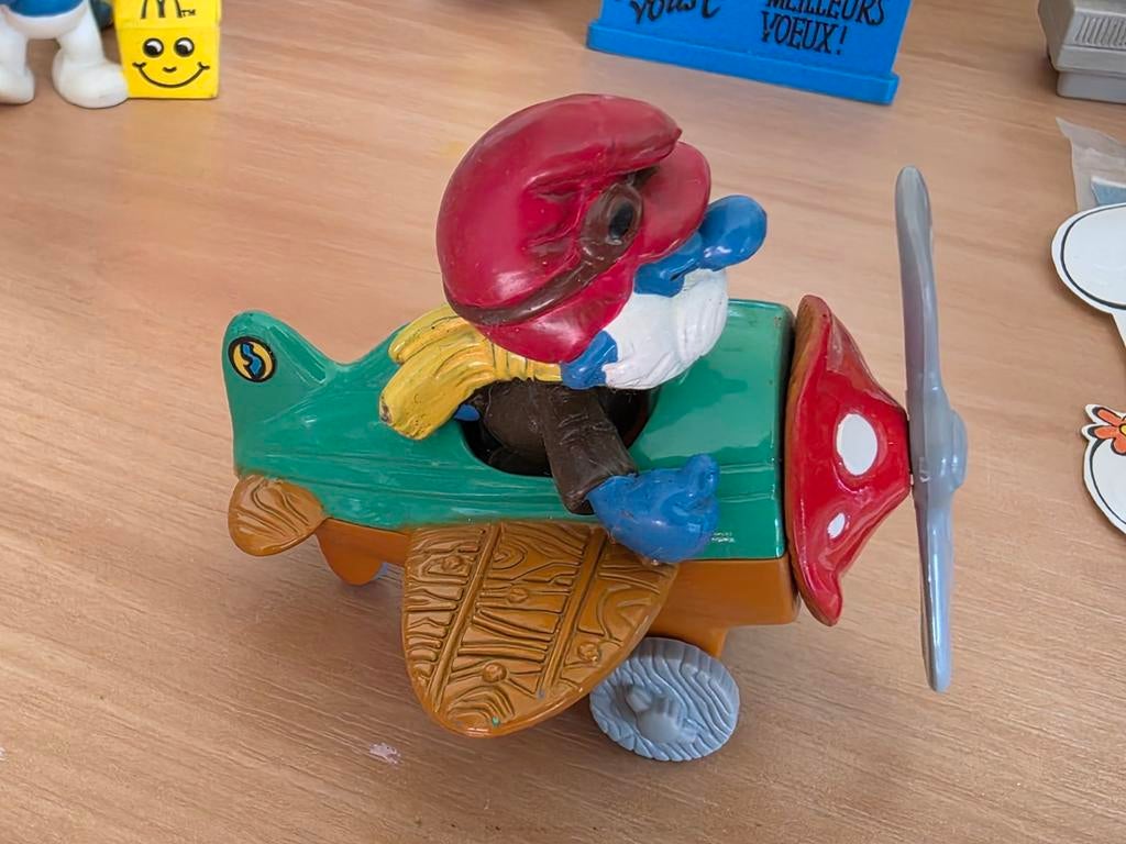 Grote Smurf piloot in vliegtuig zeldzaam, Verzamelen, Ophalen of Verzenden