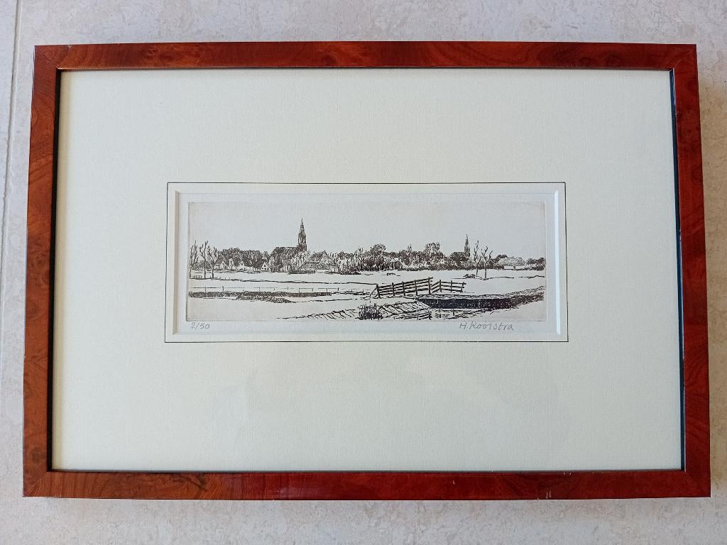 Ets in lijst, Harmen Kooistra (1951)~ 26,5 x 39 cm., Ophalen of Verzenden