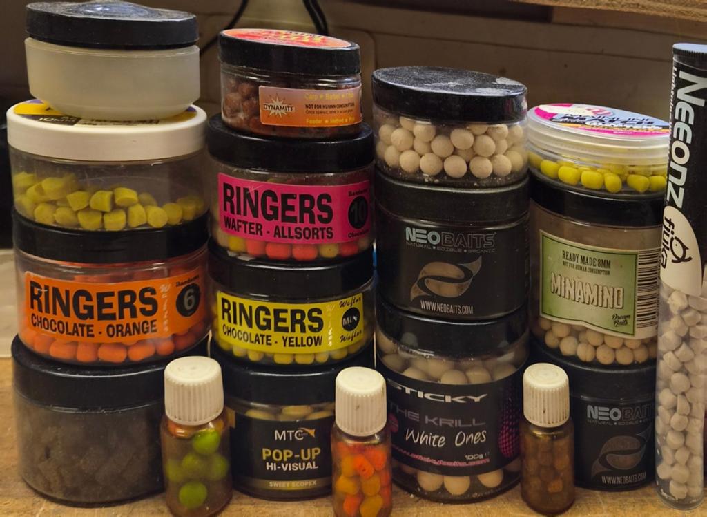 Diverse maten boilies, wafters en pop-ups, Ophalen, Gebruikt, Overige typen
