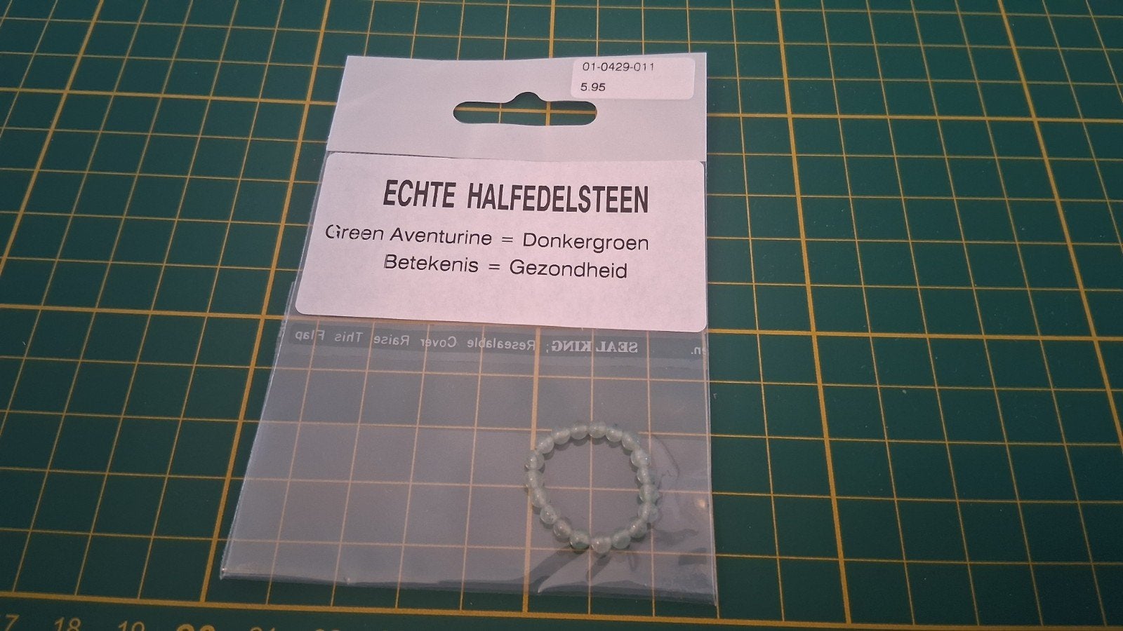 Ring met Aventurijn kralen op elastiek, Overige materialen, Verzenden, Nieuw, 17 tot 18