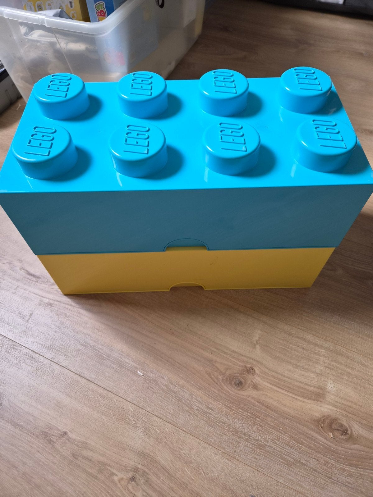 2x Lego opbergdoos - Blauw/Geel, Ophalen of Verzenden, Gebruikt, Accessoire, Lego