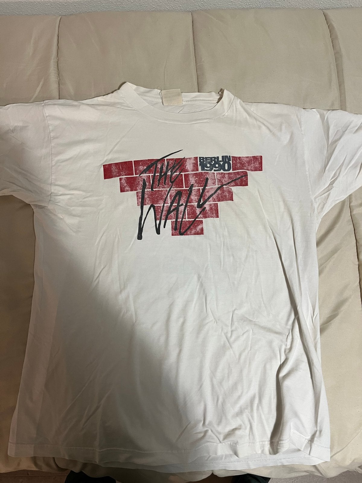 Vintage The Wall Berlin 1990 Concert T-shirt, Ophalen of Verzenden, Gedragen, Overige maten, Wit