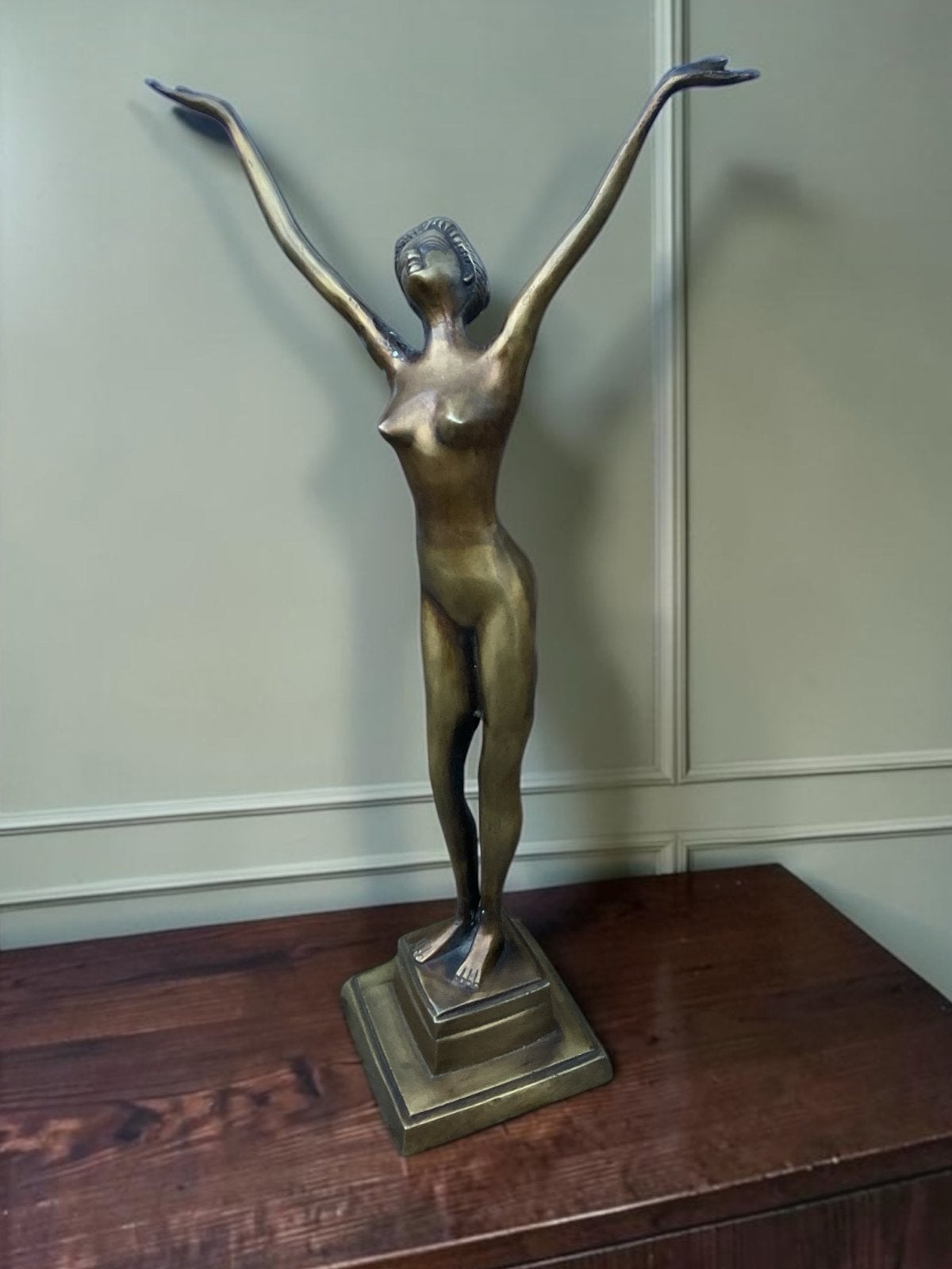 Vintage Bronzen Danseres Sculptuur - 41 cm hoog, Ophalen of Verzenden