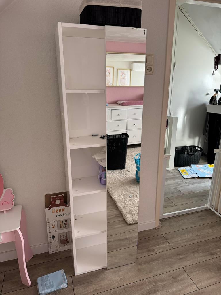 Open kast met spiegel - Gebruikt, Huis en Inrichting, Kasten | Boekenkasten, Ophalen, Minder dan 50 cm, Gebruikt, Minder dan 25 cm