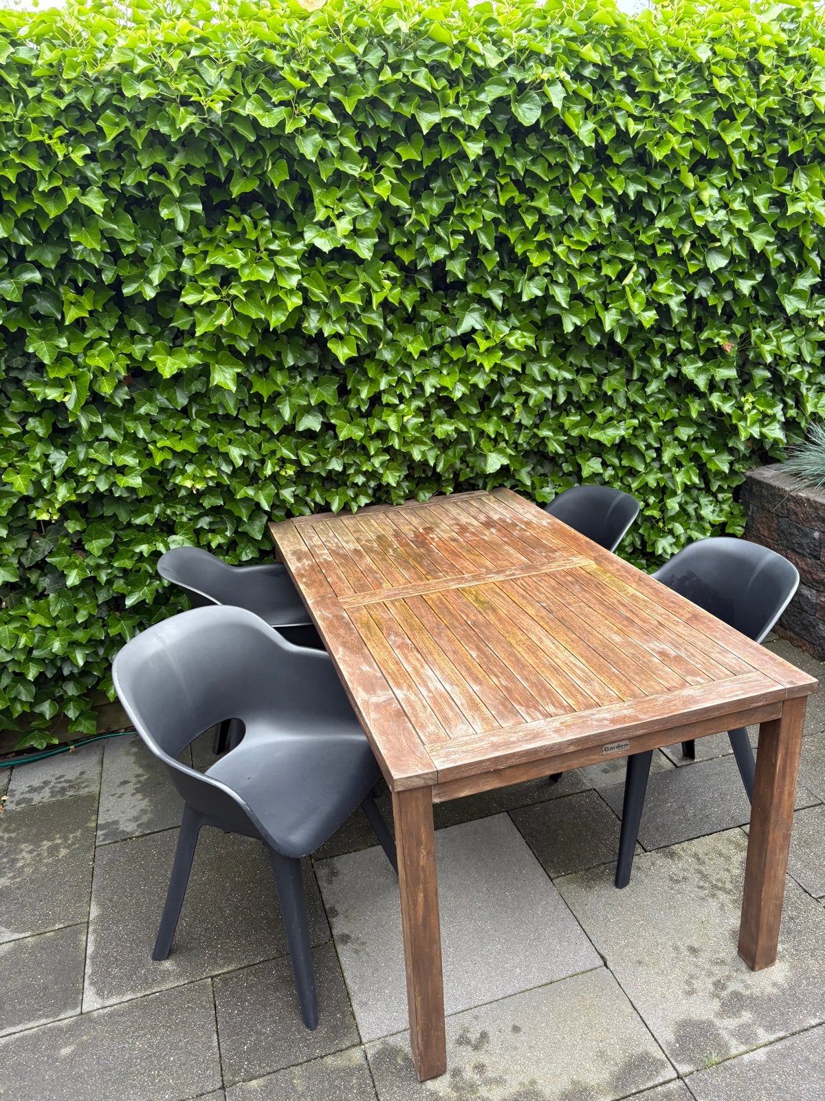 6 zwarte tuinstoelen kuipstoelen AKOLA, Tuin en Terras, Tuinsets en Loungesets, Ophalen, 4 zitplaatsen, Gebruikt, Eettafel