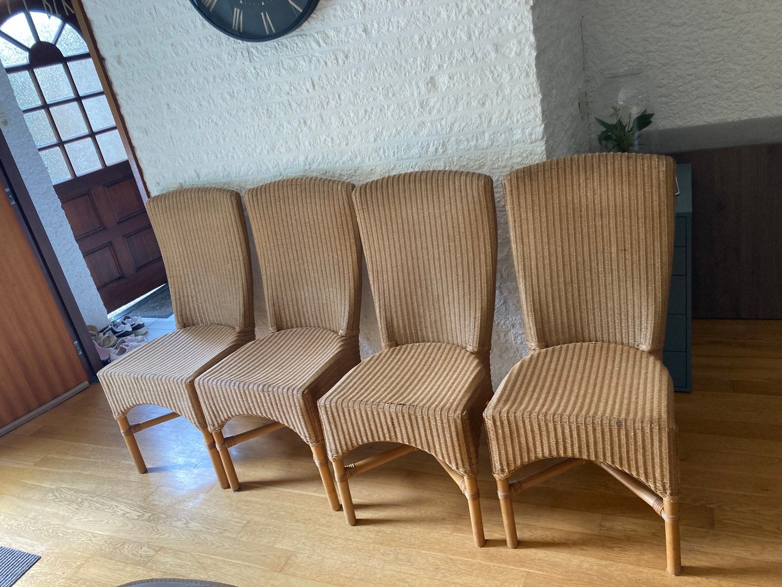 GRATIS 4 STOELEN, Huis en Inrichting, Stoelen, Ophalen, Gebruikt, Riet of Rotan, Vier