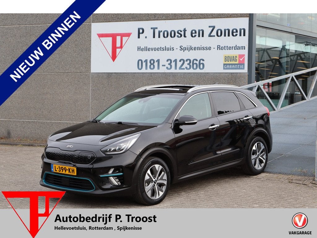Kia e-Niro DynamicPlusLine 39 kWh 100% SOH! Panoramadak/Stoe, Auto's, Kia, 12 maanden, 136 pk, Gebruikt, Zwart