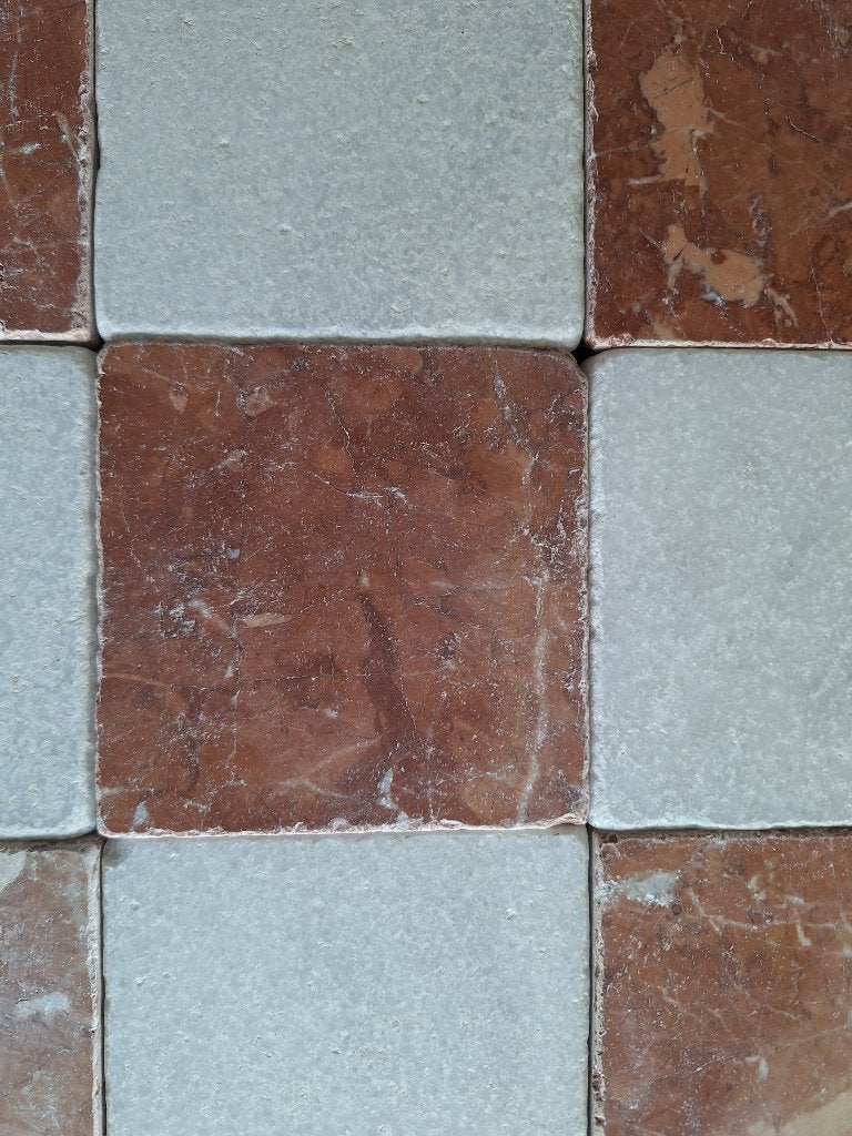 rood / wit marmer 10x10x1,2 cm Getrommeld, 60 cm of meer, 60 cm of meer, Overige typen, Nieuw