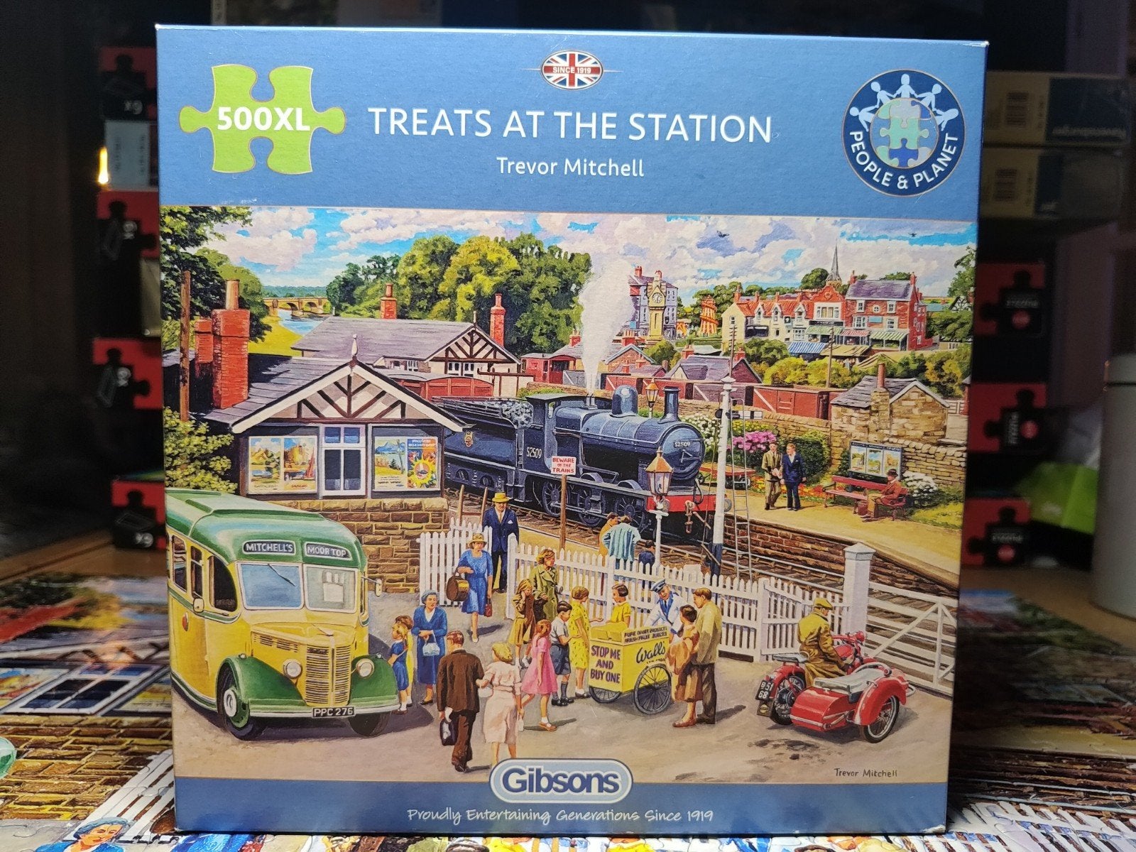 Gibsons puzzel 500 XL stukjes Treats at the Station, Hobby en Vrije tijd, Denksport en Puzzels, Ophalen of Verzenden, 500 t/m 1500 stukjes