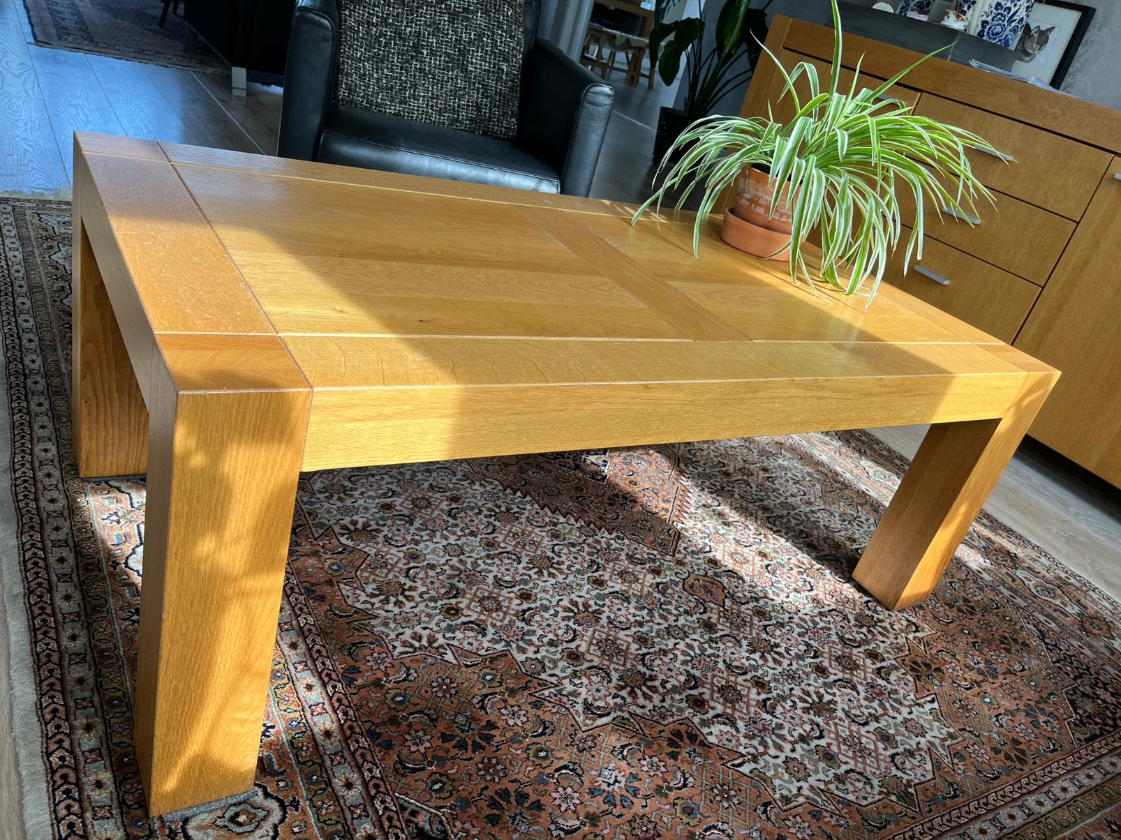 Salontafel eiken, Ophalen, Gebruikt, 100 tot 150 cm, Eikenhout