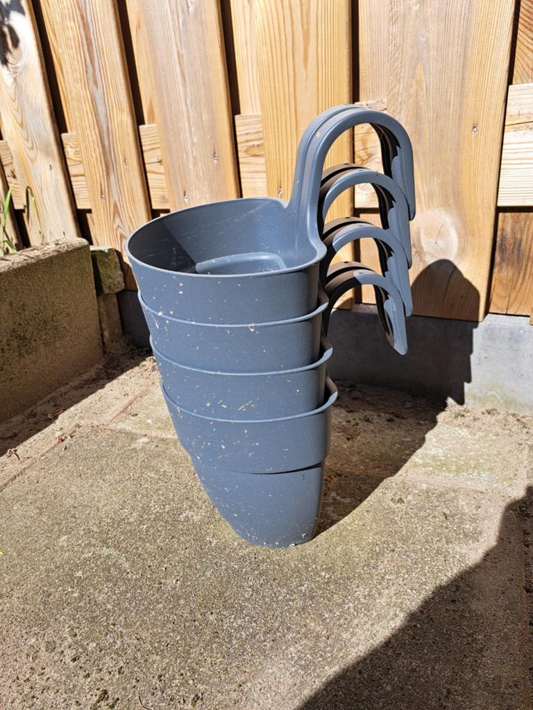 4x Plastic plantenbakken van Elho, Tuin en Terras, Bloembakken en Plantenbakken, Kunststof, Gebruikt, Minder dan 30 cm, Rond