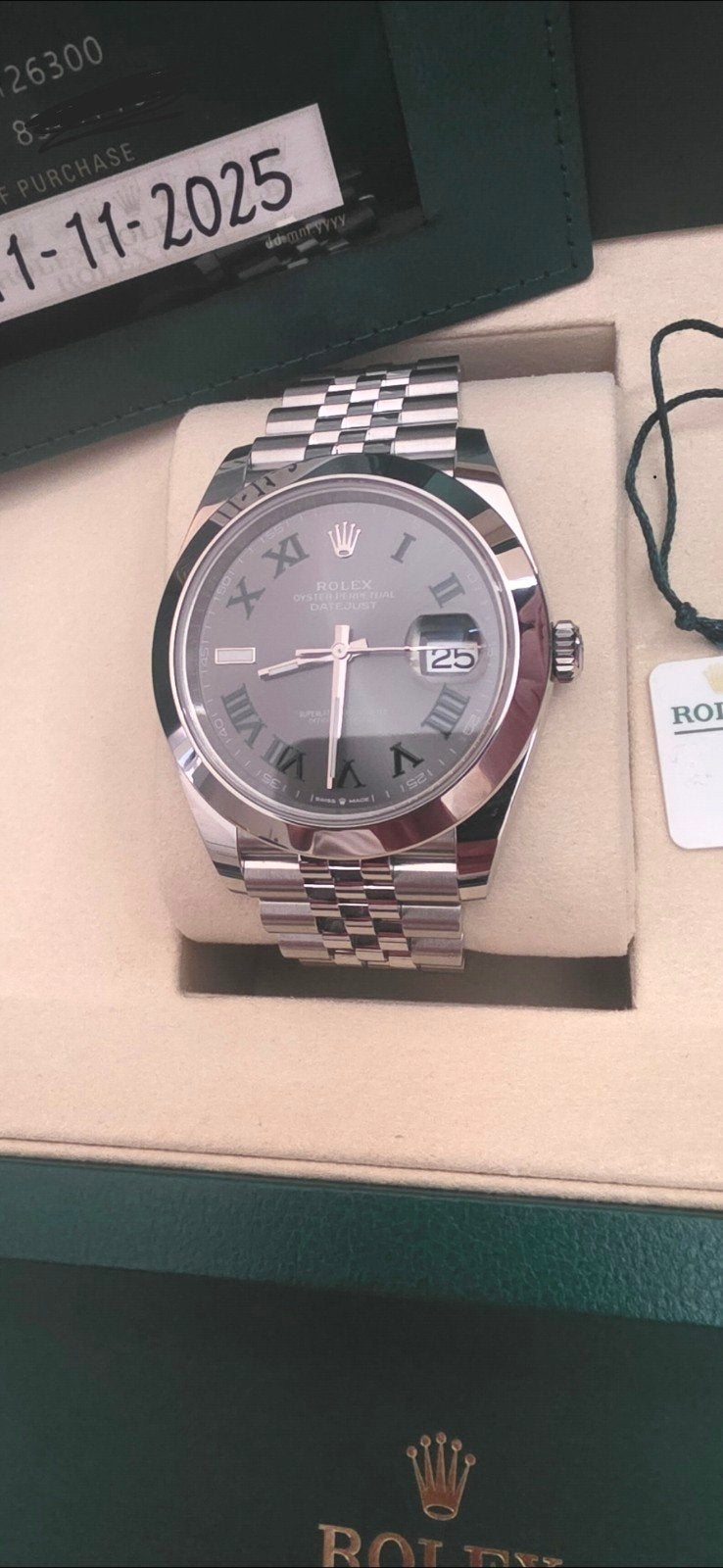 ROLEX DATEJUST WIMBLEDON 41 JUBILEE  REF. 126300 11-2025, Ophalen of Verzenden, Nieuw, Staal, Rolex