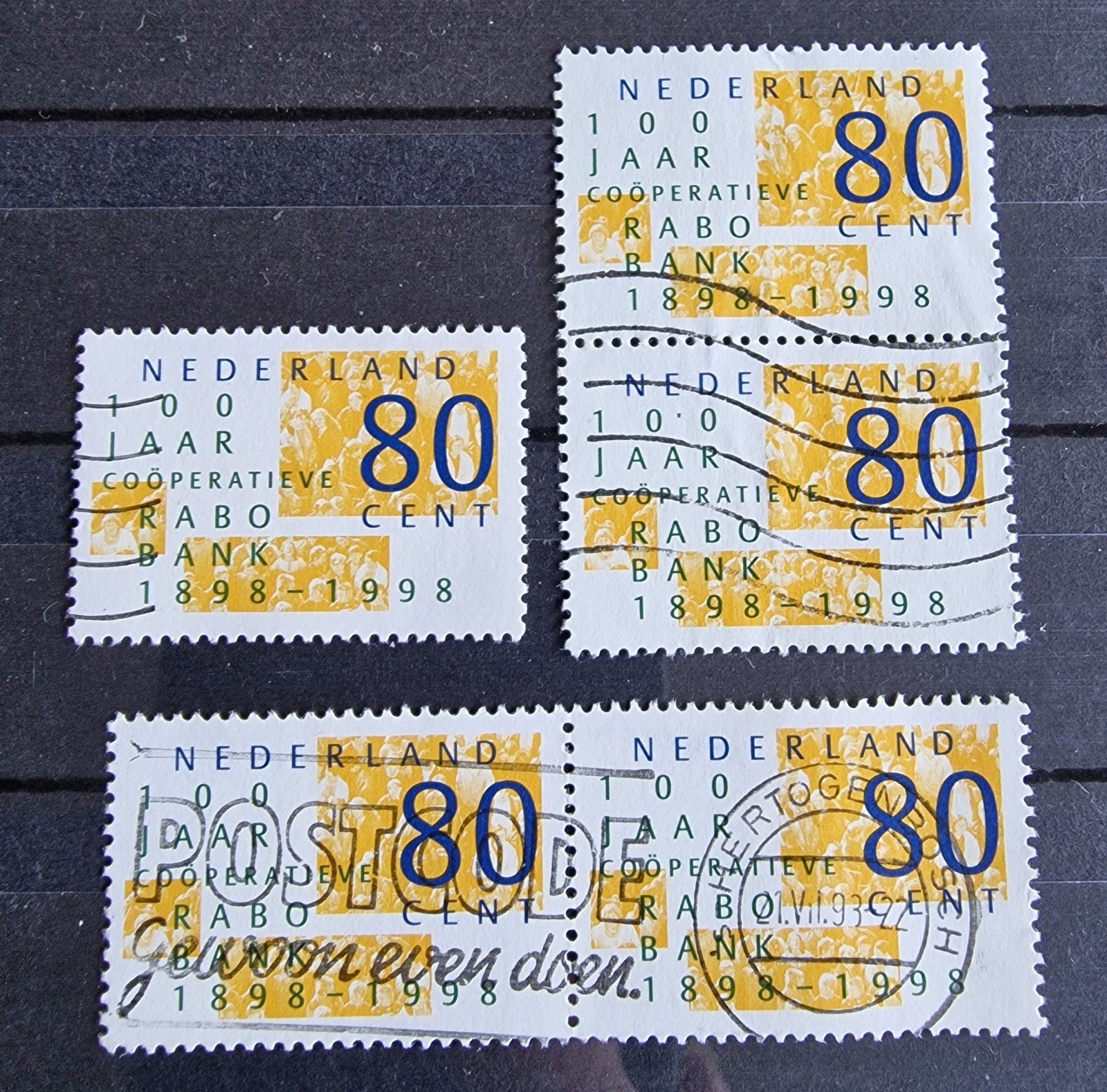 kv1143 postzegels 100 jaar Coöperatieve Rabobank, Postzegels en Munten, Ophalen of Verzenden, Na 1940, Gestempeld