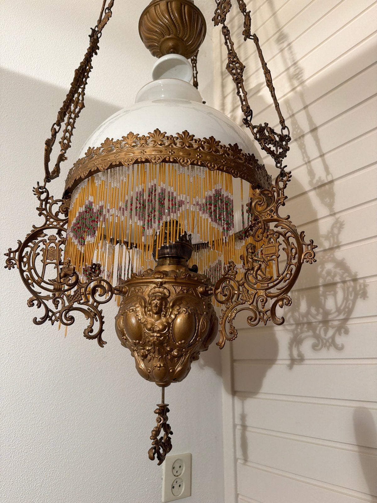 Antieke Jugendstil Hanglamp - Messing/Brons, Antiek en Kunst, Ophalen