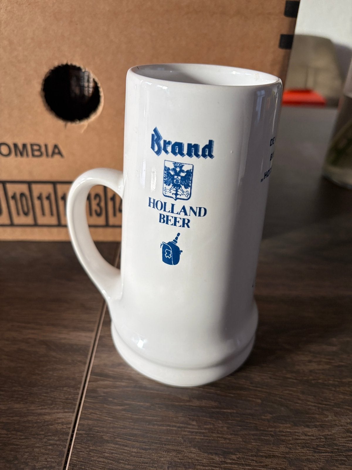 Porseleinen Brand Beer pul wit dubbeldruk, Verzamelen, Ophalen of Verzenden, Nieuw, Pul(len), Brand