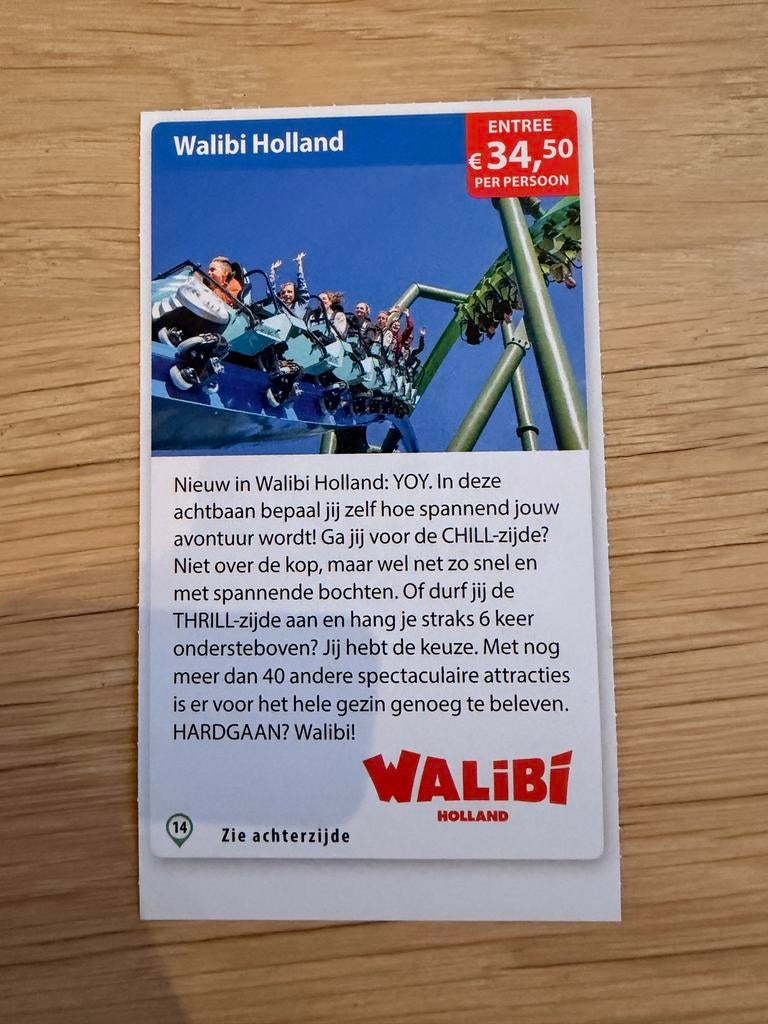 Kortingsbon voor Walibi Holland., Kortingskaart
