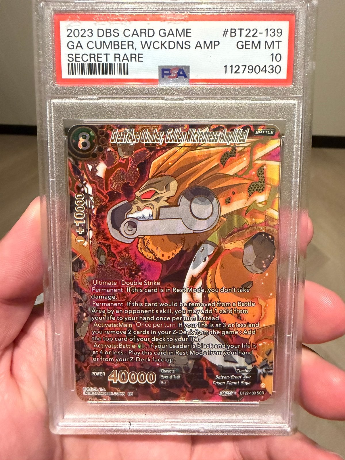 DBS Card Game GA Cumber, WCKDNS AMP Secret Rare PSA 10, Ophalen of Verzenden, Zo goed als nieuw, Losse kaart