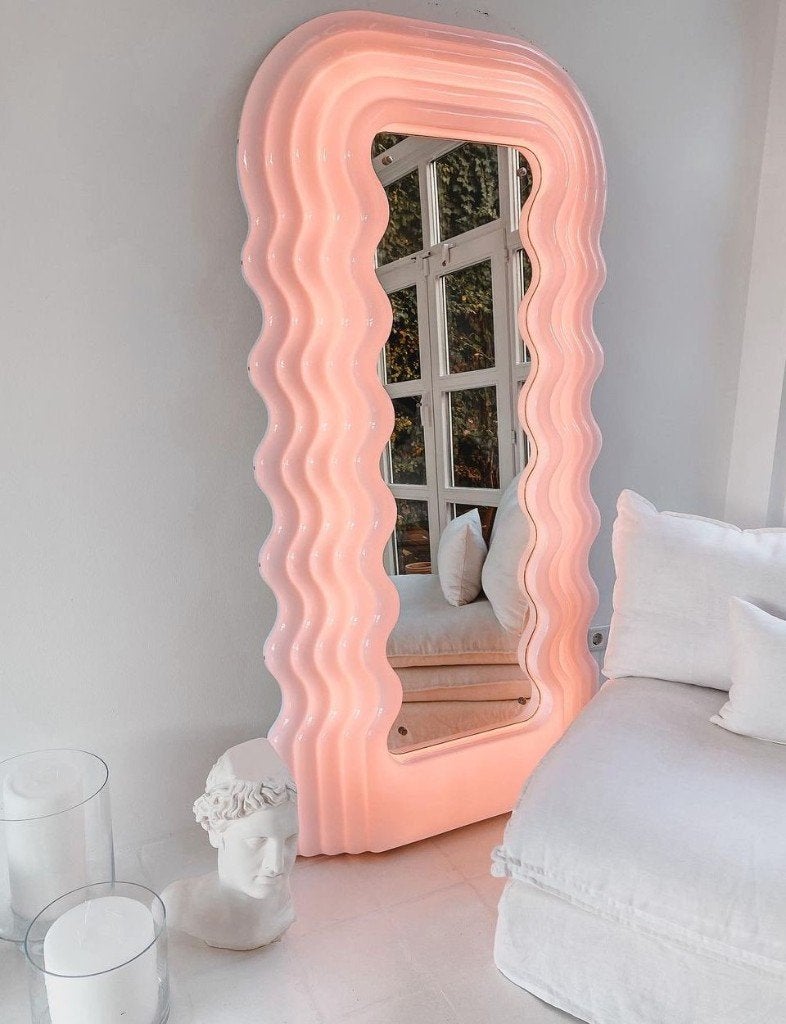 Mirror (Ultrafragola-style, replica, LED with app control), Ophalen of Verzenden, Zo goed als nieuw, 75 tot 100 cm, Overige vormen