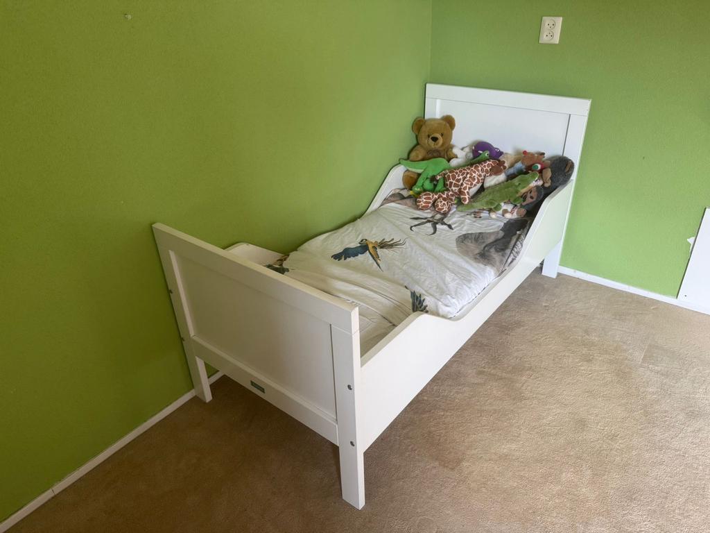 Peuterbed Bopita | Juniorbed. Compleet bed. Veel voor weinig, Ophalen, Gebruikt, Eenpersoons, Wit