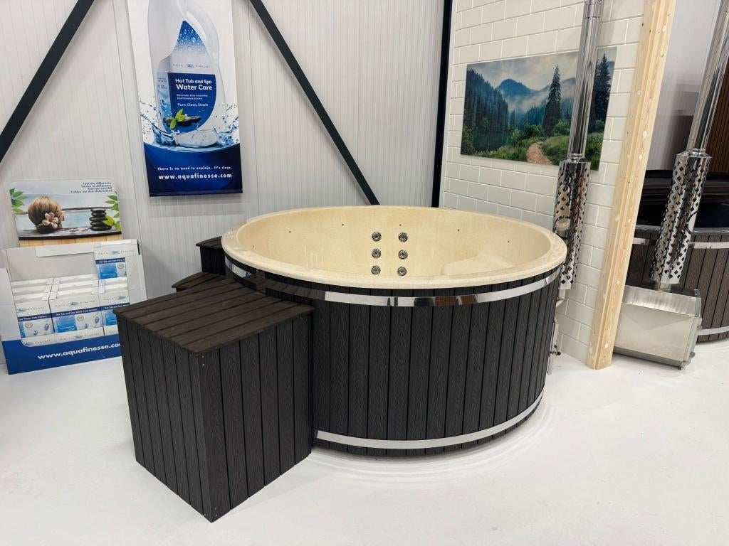 Houtgestookte Hottub Q-tub XXL Intern | Hot Tub 225cm |Qrest, Ophalen of Verzenden, Nieuw, Filter, Vast
